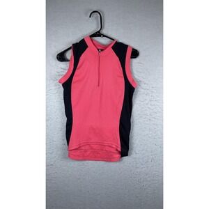Canari Cycling Jersey Womens Small Pink Black Sleeveless‎ 1/4 Zip Road Bike Top
